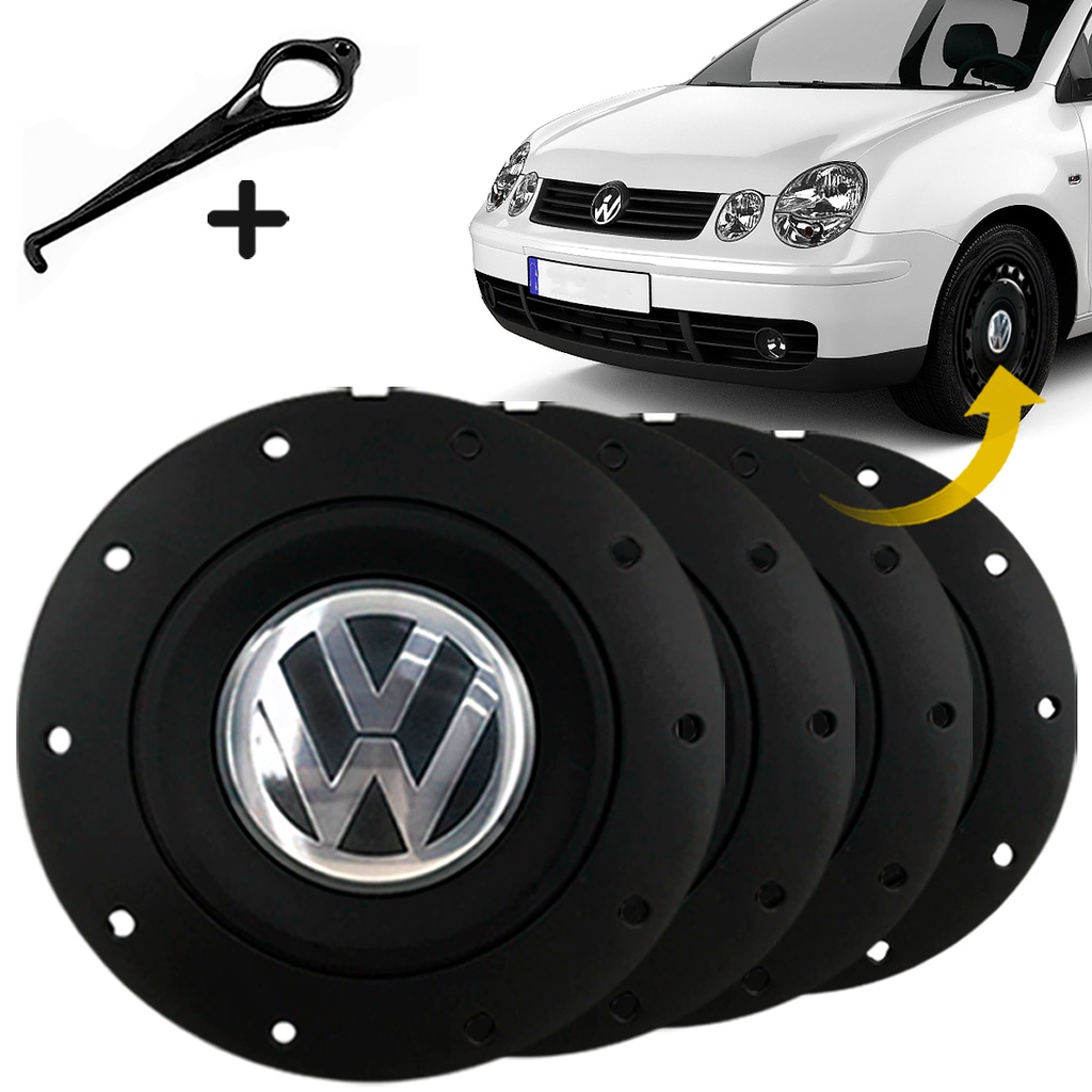 Kit Jogo Calota Centro Roda Vw Polo Amarok Aro 13 14 15