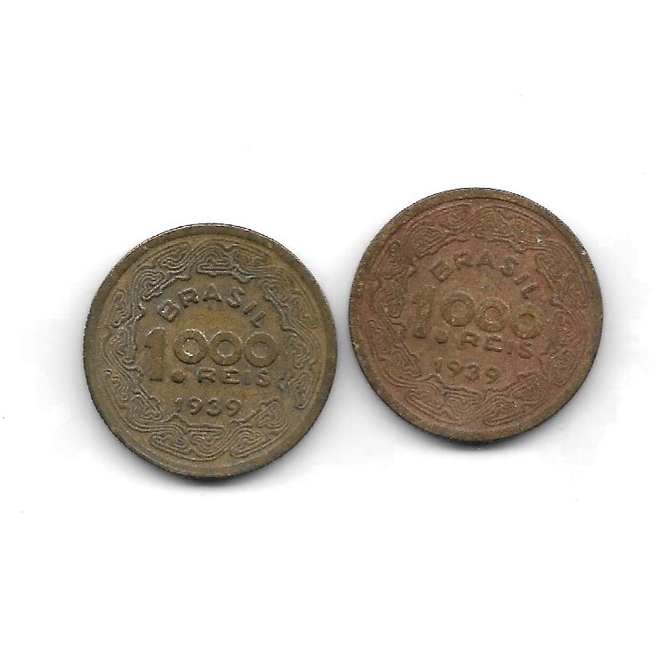 Lote 2 Moeda 1000 Réis 1939 Tobias Barreto Antiga Moedas