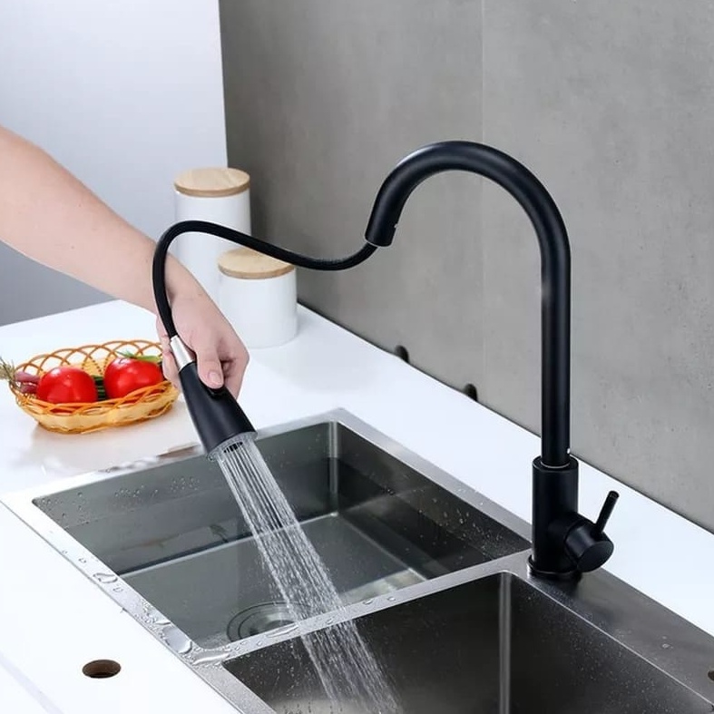 Torneira De Cozinha Gourmet Preta Flex Bancada Premier Metais Cone Dois Jatos