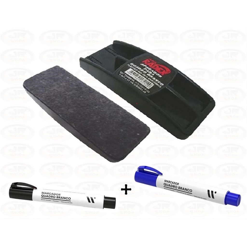Apagador Para Quadro Branco C/ 2 Pinceis Marcadores Azul/pre