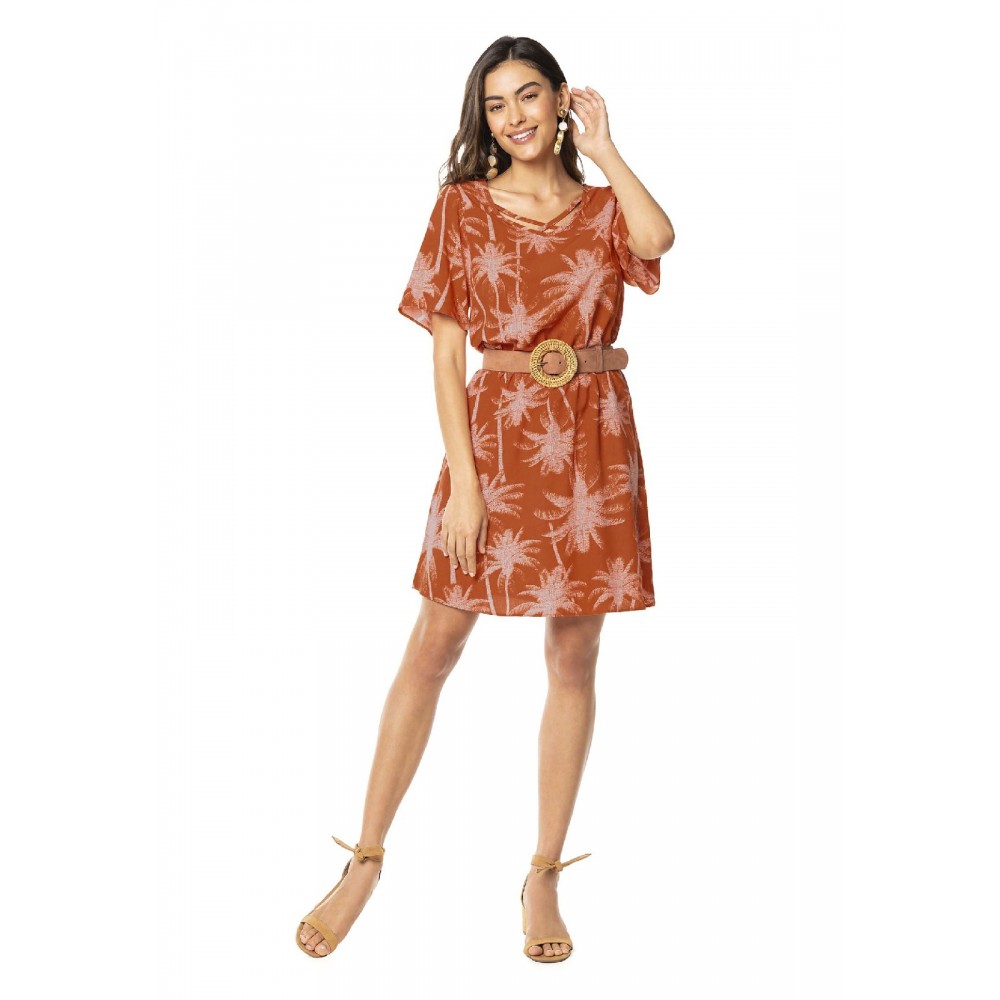 Vestido em Viscose Parise Estampado Lecimar Ref. 701834
