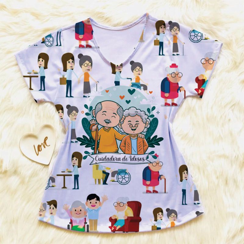 Camisa Profissão Cuidadora de Idosos Feminina em Oferta na Shopee