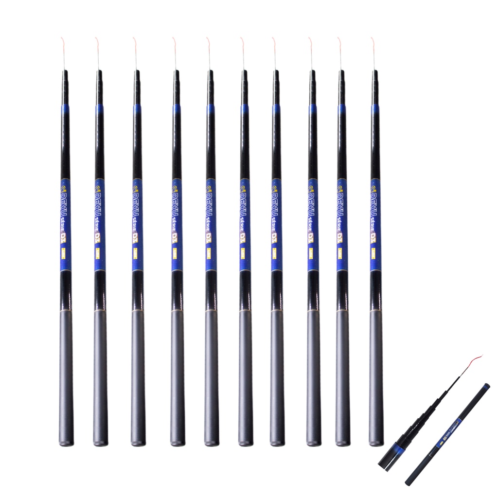 Kit 10 Vara de Pesca Telescópica em Fibra de Vidro com Capa Protetora de Mão Retrátil Caniço Com 3 Metros a 5 Metros
