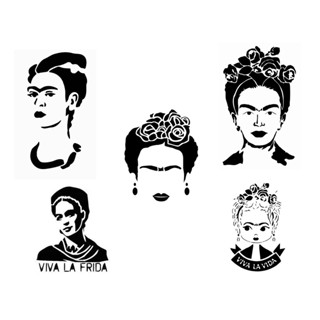 Stencil Frida kahlo Kit 5 moldes vazados A4 em Oferta na Shopee