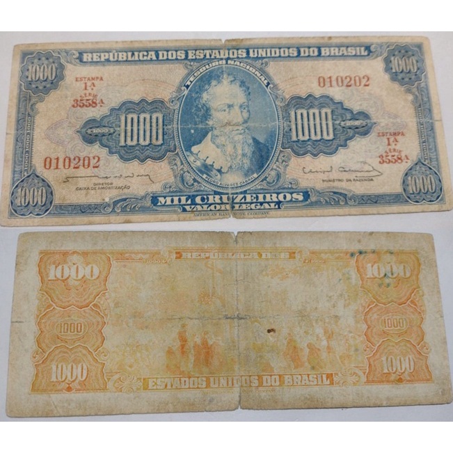 CEDULA DO BRASIL 1000 CRUZEIROS 1962 - C055 - BC - Y3025