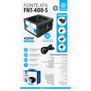 Fonte Atx Pc Gamer Hoopson 400w Pot Real Cooler 12cm Bivolt Shopee Brasil