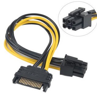 Cabo adaptador de energia 1x SATA para 1x 6 pinos PCI Express = PARA PLACA DE VIDEO GPU