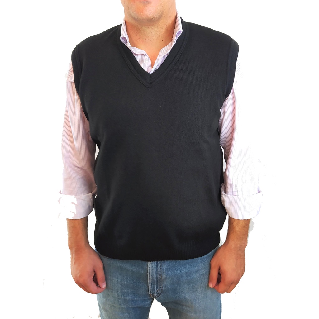 Colete social malha em lã pullover tricô gola V masculino