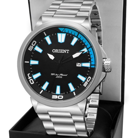 Relógio Orient Masculino Prata Esportivo Fundo Preto Original - Watches