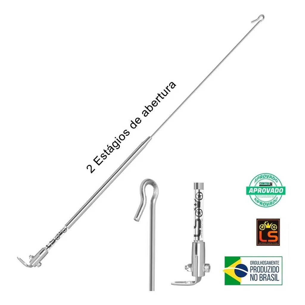 Antena Para Moto  Corta Pipa Moto Retrátil Retrovisor Aço Inox