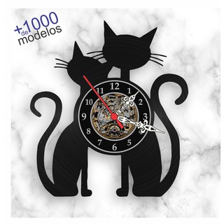Relógio de Parede Gatos Cats Disco de Vinil Veterinária Petshop Presente Criativo