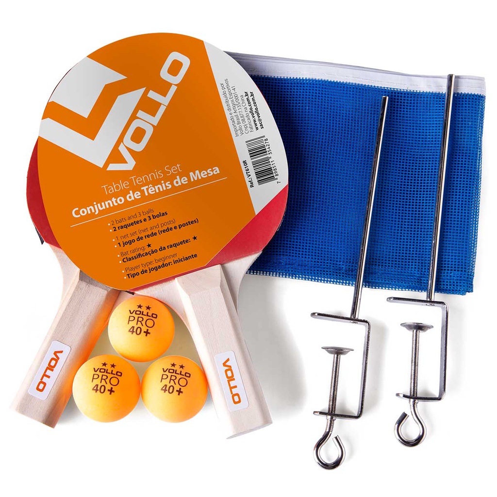 Kit Tênis De Mesa 2 Raquetes + 3 Bolas + Rede - Jogo Ping Pong Vollo Original / Envio Imediato