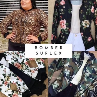 Jaqueta Bomber Tecido Suplex Estampada Floral