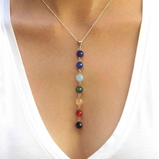 Colar Com Pingente De Contas / Cura De 7 Chakras Para Yoga / Cura / Reiki