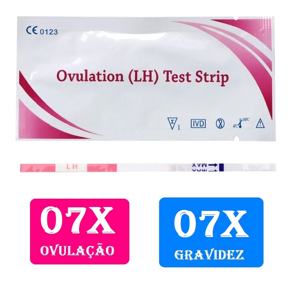 7 Testes de ovulação tira rosa + 07 Testes de gravidez 10 mIU/ml