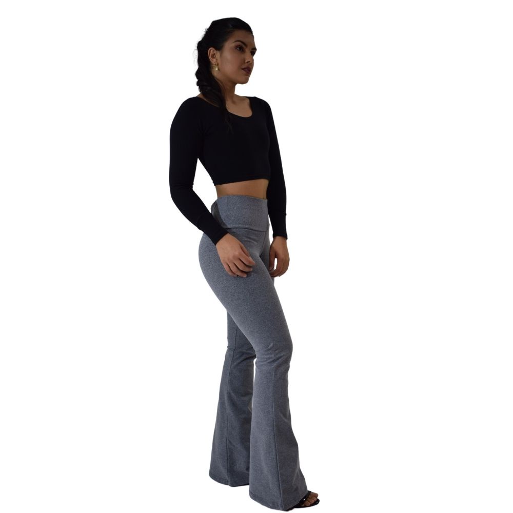 Calça Flare Cintura Alta Suplex Poliamida Power Alta Qualidade - Fasciniun Fitness - — imagem 2 de 2