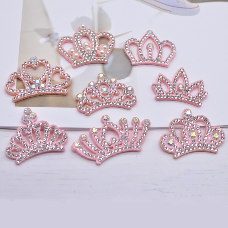 15pcs coroa Strass Patches para DIY roupas artesanato decoração aplicado cabeça arco jóias acessórios