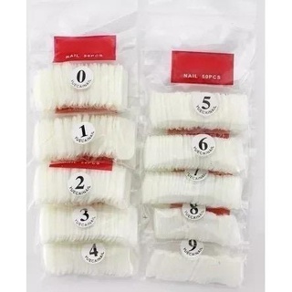 Kit 500 Unhas Tips Natural Leitosa Postiças Curvatura C em Cor Natural ou transparente