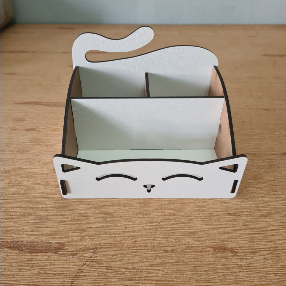 Porta treco gatinho Mdf Branco uma face 3mm em Oferta na Shopee