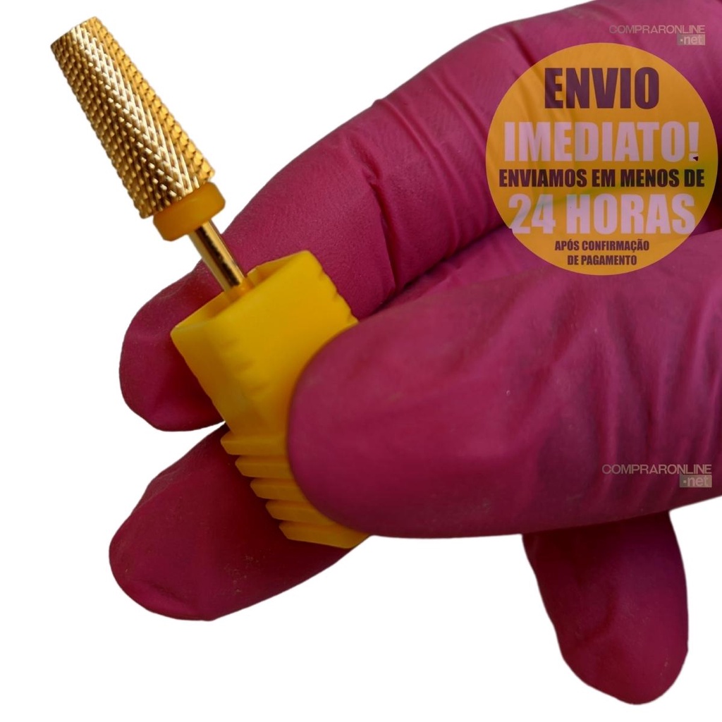 Broca Tungstênio Unha Gel Acrigel Fibra Acabamento Amarela Topo Reto Alta Qualidade Durabi...