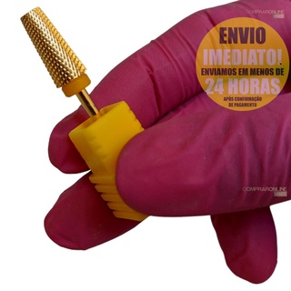 Broca Tungstênio Unha Gel Acrigel Fibra Acabamento Amarela Topo Reto Alta Qualidade Durabilidade