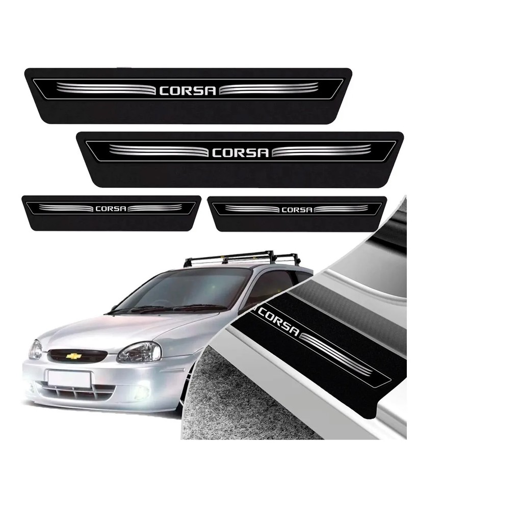 Kit 8 Peças Soleira Adesivo Porta Gm Corsa Wind 2 E 4 Pts 95 96 97 98 99 2000 2001 2002 - Preto Imperdível !!!! !!! Aproveite!