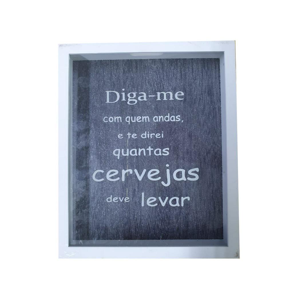 Quadro Porta Tampinha Cerveja Frases P/ Parede Ou Mesa Rolha