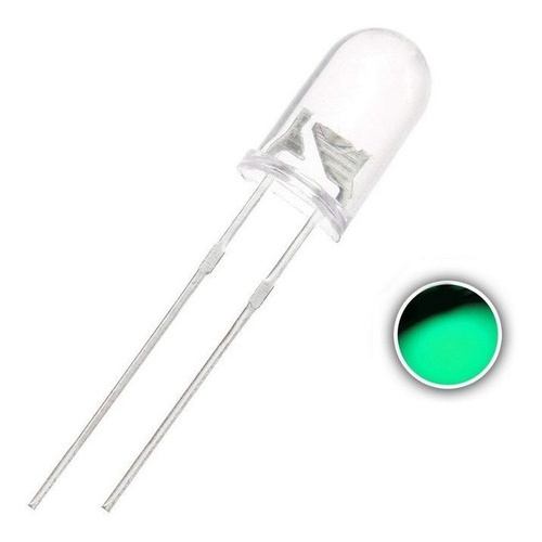 1000 Un Led 5mm Alto Brilho Verde Ciano 10000-12000mcd K1983