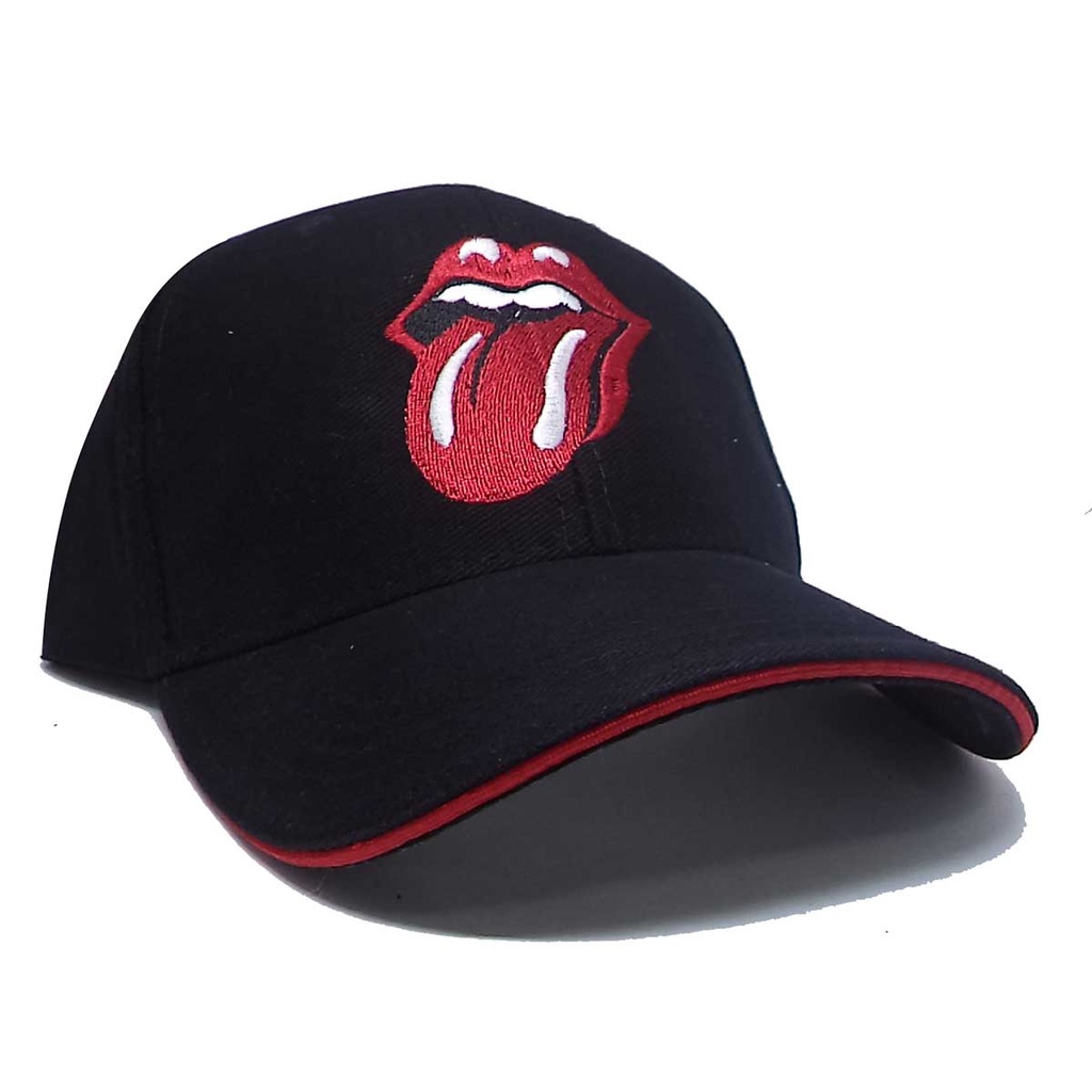Boné Preto Bandas de Rock ROLLING STONES - bordado alto relevo frente e verso