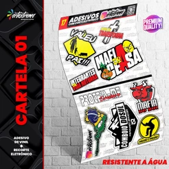 Cartela De Adesivos - REF 17 - Carro - Moto - Caminhão - Bike - Stickers - Diversos