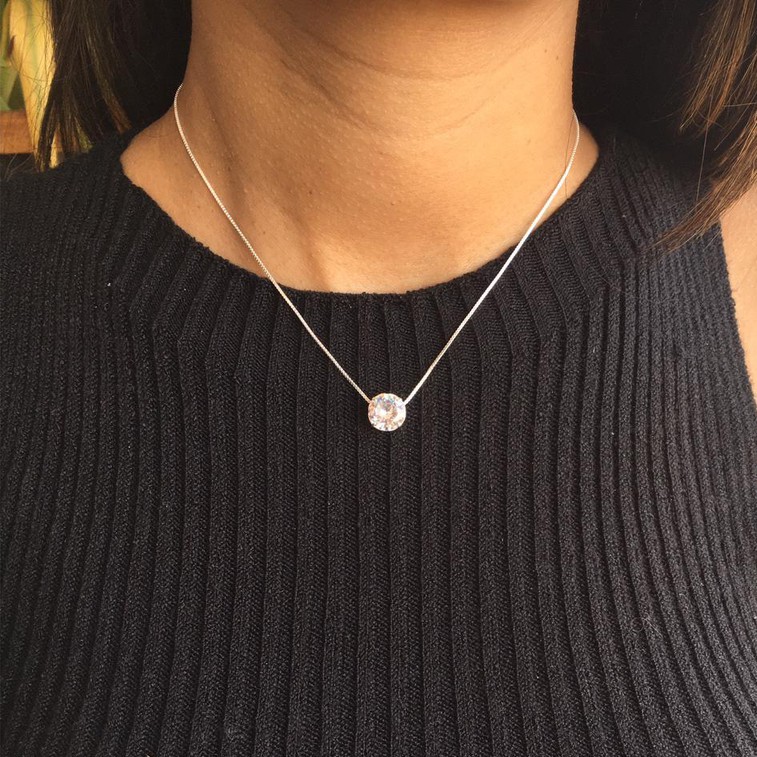 Colar Corrente Feminina Ponto de Luz Folheado a Prata 925 em Oferta na Shopee