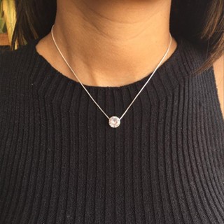 Colar Corrente Feminina Ponto de Luz Folheado a Prata 925 em Oferta na Shopee