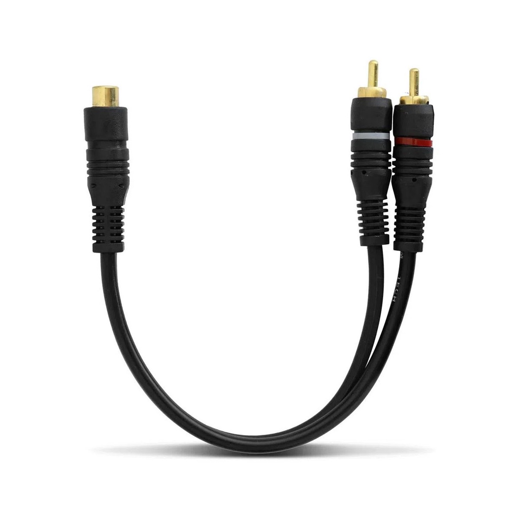 Cabo Y RCA 2 Machos 1 Fêmea 4mm Preto Excelente Isolamento com Blindagem