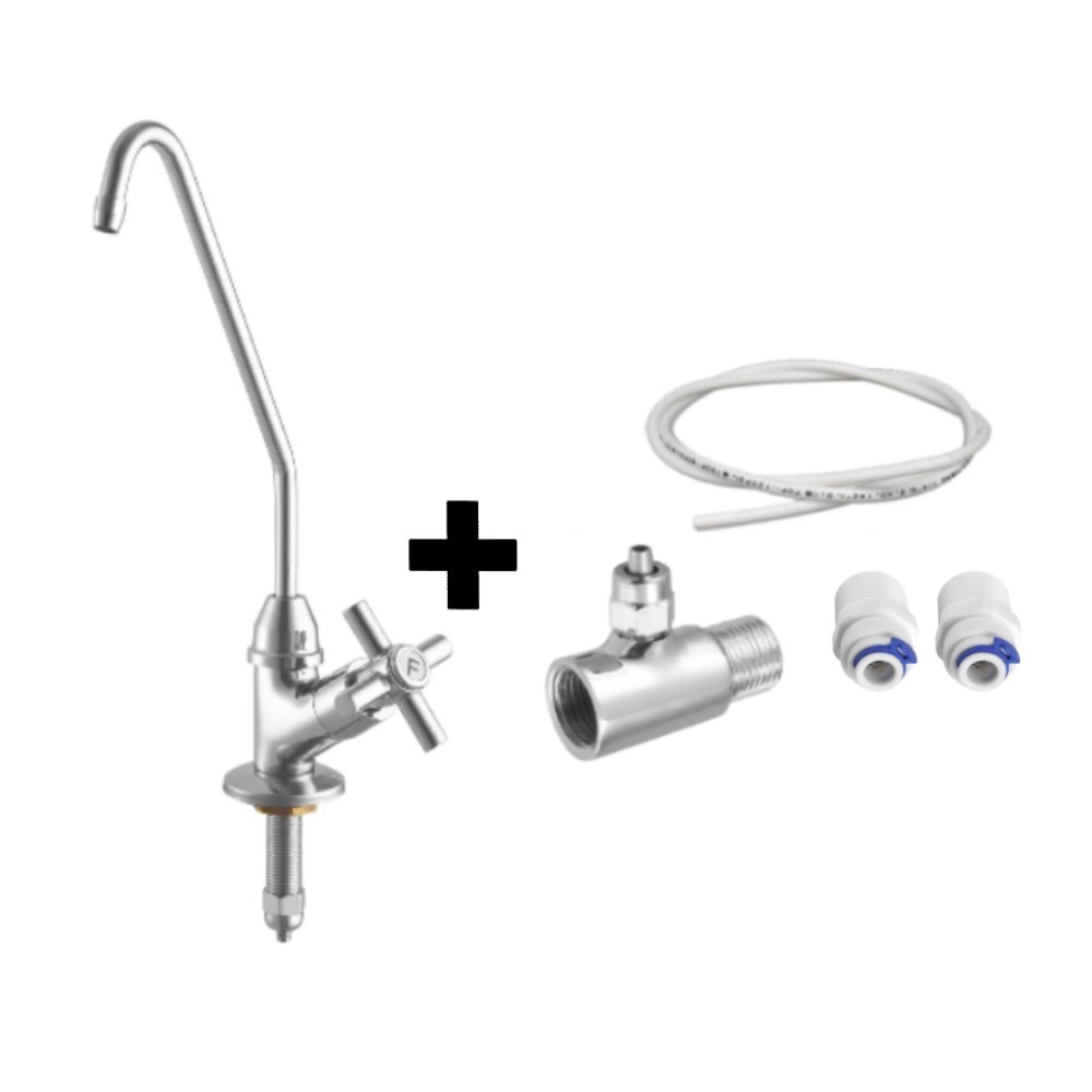Torneira Purificador Faucet Bancada Mesa 1/4 De Volta + Kit Para Instalação Filtro Embaixo Da Pia