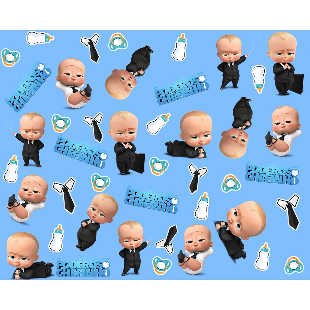 Tecido tricoline, microfibra ou gabardine - Poderoso Chefinho - fundo azul- 0.50cm