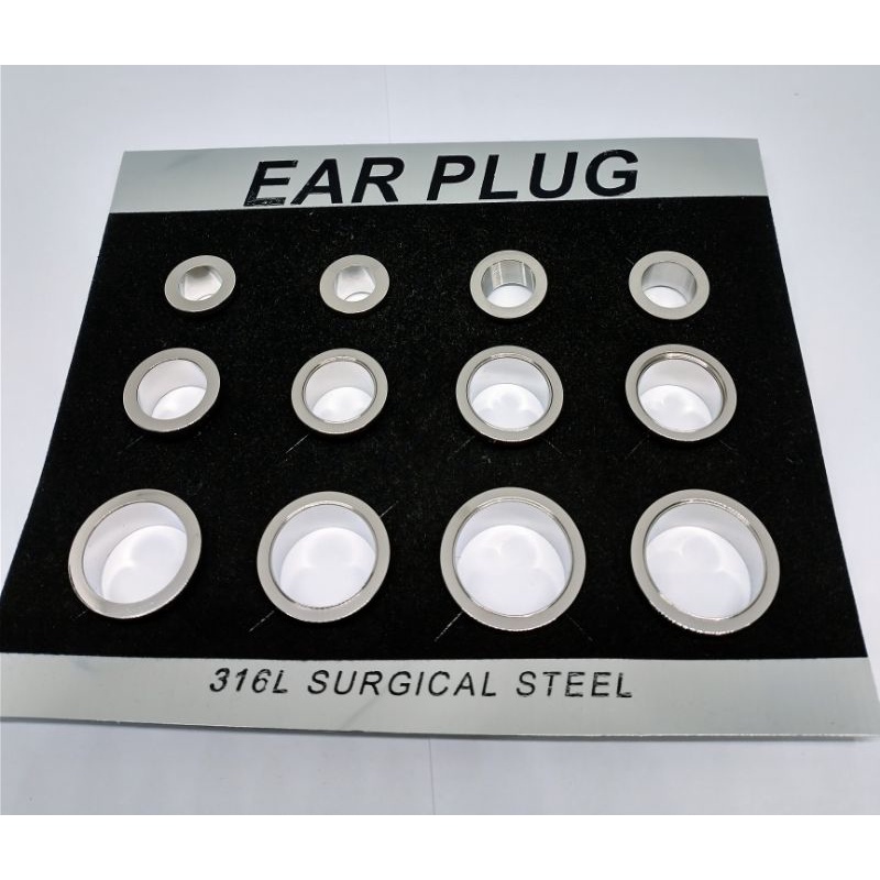 alargador prata aço 10mm 12mm 14mm 16mm 18mm 20mm cartela inteira expansor de rosquear piercing moda unissex