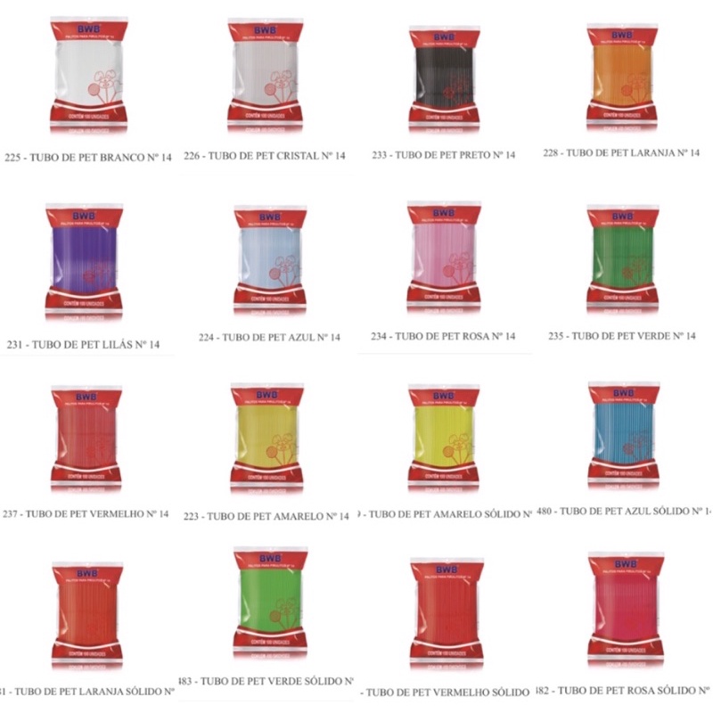 100 palito para pirulito tubo pet médio 14 cm 15 cores (CHOCO) em Oferta na Shopee