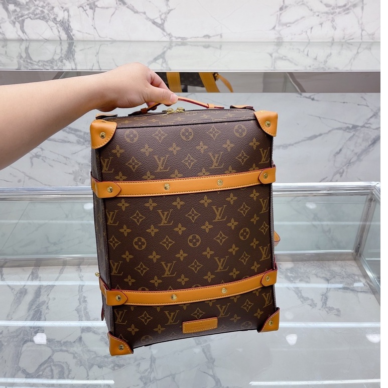 Louis Vuitton LV Nova Estampa SOFT TRUNK Logotipo Mochila Grande Masculina De Ombro Escolar mochila masculina bolsa masculina