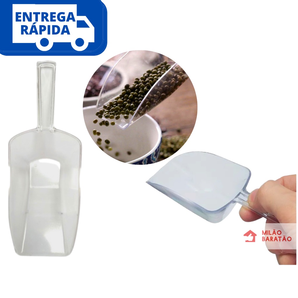 Concha para Gelo Cereais Concha Multiuso Transparente Plástico