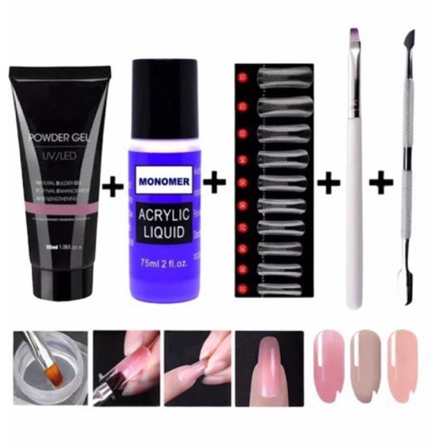 Kit Polygel Profissional Para Iniciantes Moldes Espátula Monomer Polygel