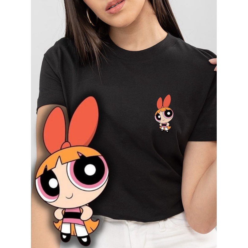 CAMISETA TSHIRT Meninas Super Poderosas Florzinha Feminina branca e preta Promoção