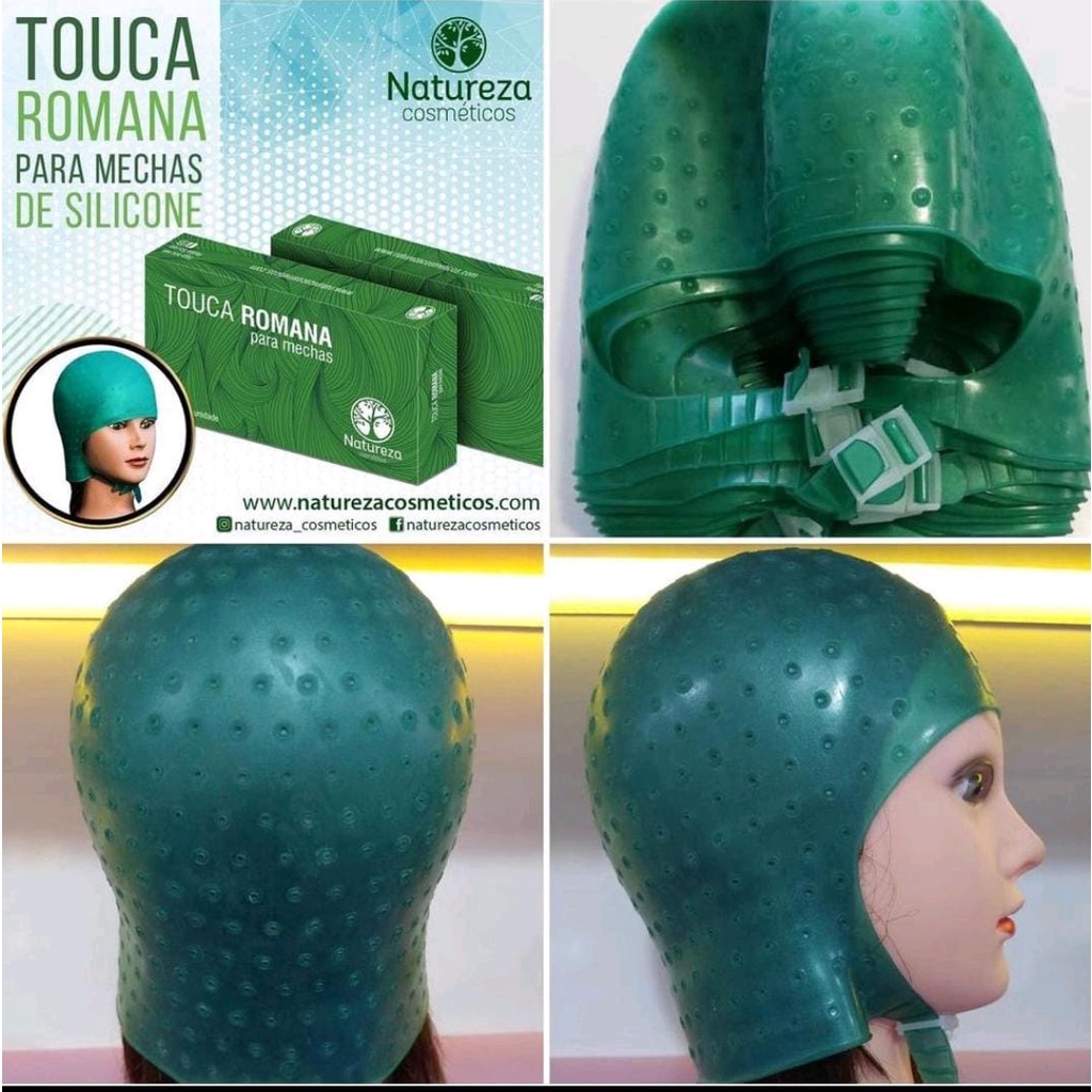 Touca Romana De Regulagem Com Alça Para Mechas E Luzes De Silicone Natureza Cosméticos