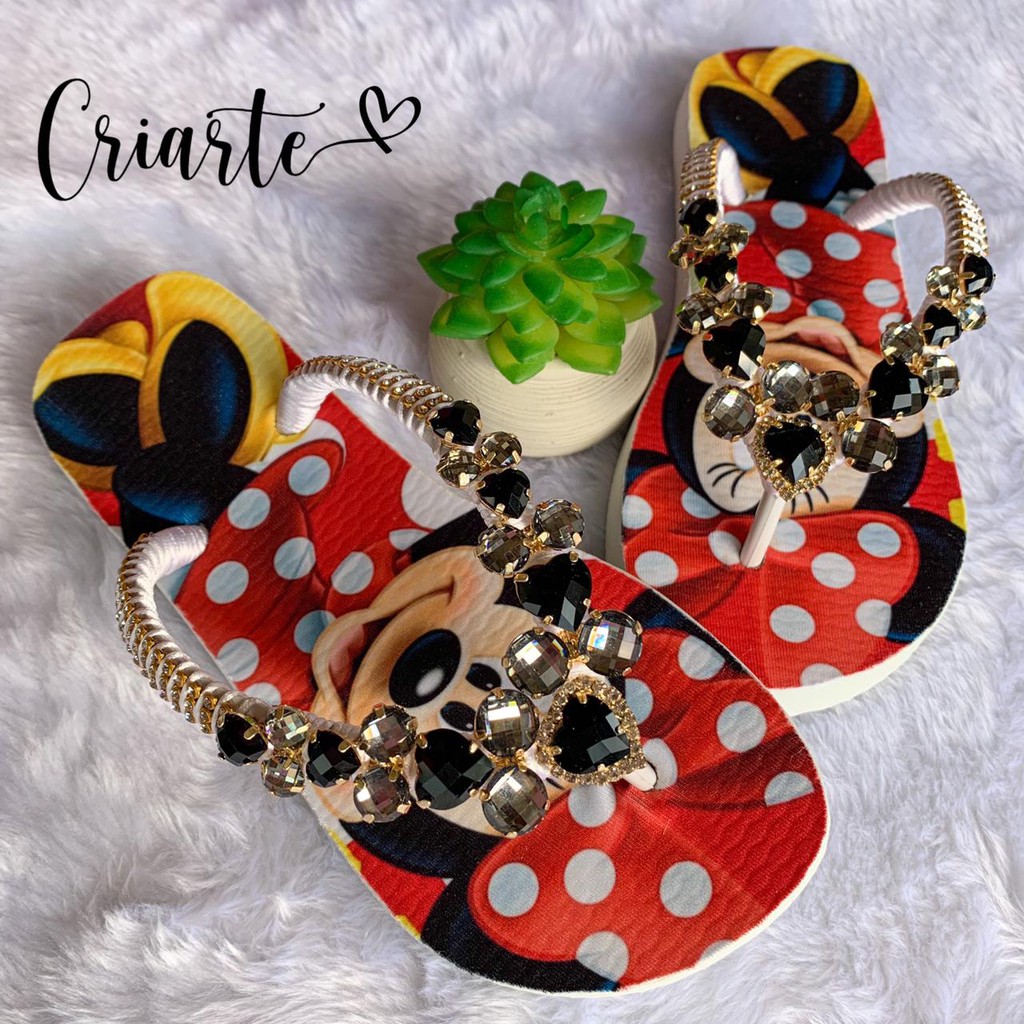 Sandália Infantil Customizada Minnie Feminina, personalizada ( Chinelo). Shopee Brasil