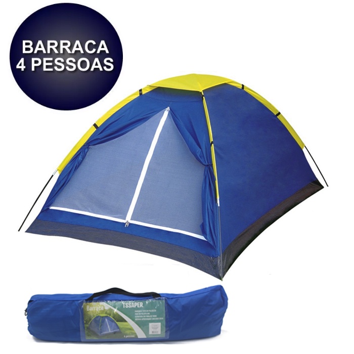Barraca Camping Iglu Tenda até 4 Pessoas 200x200x130CM cor azul Tssaper
