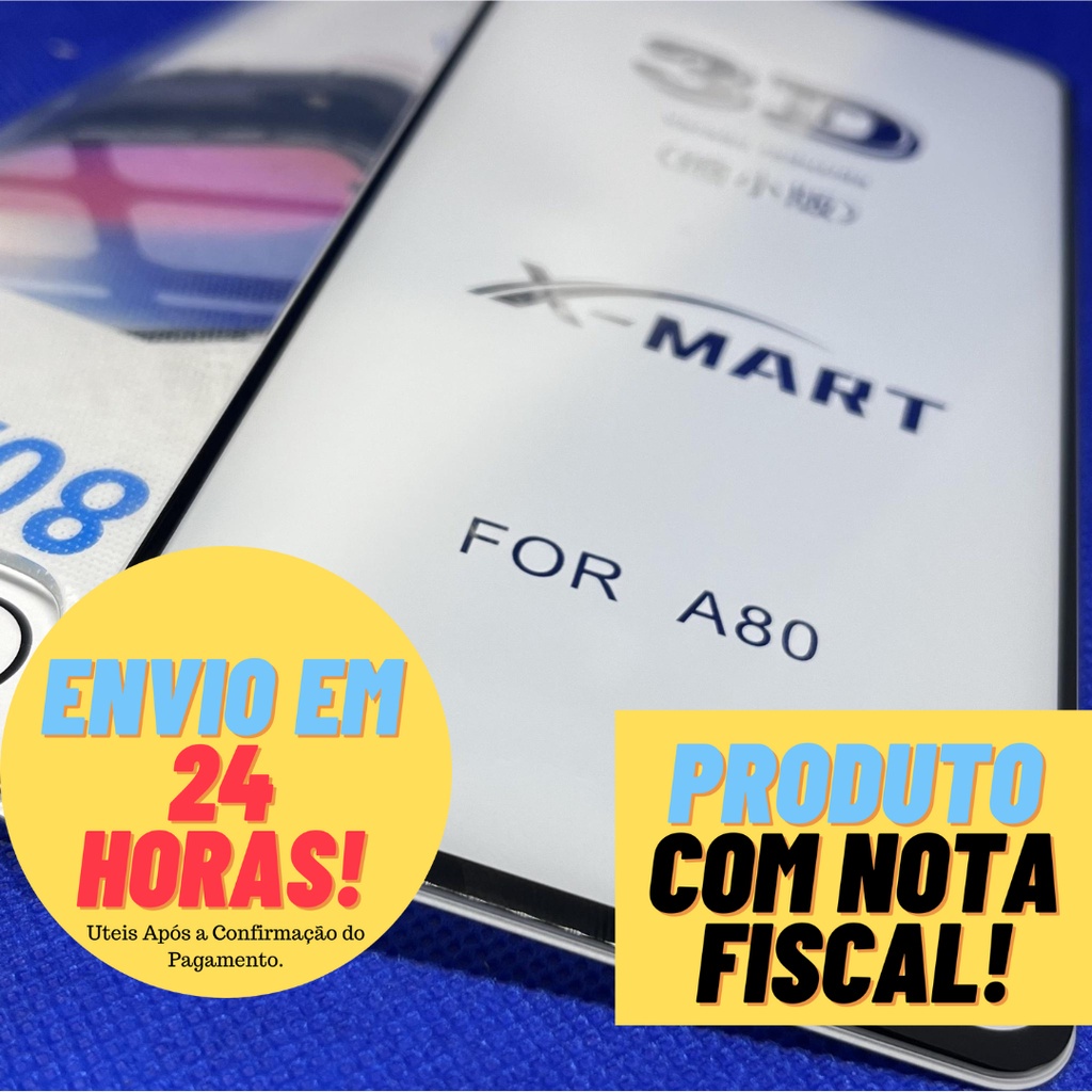 Kit 2 em 1 - Samsung Galaxy A80 - Película de Vidro 3D Frontal ( Protetor de Tela ) e Capa Capinha Case em Oferta na Shopee
