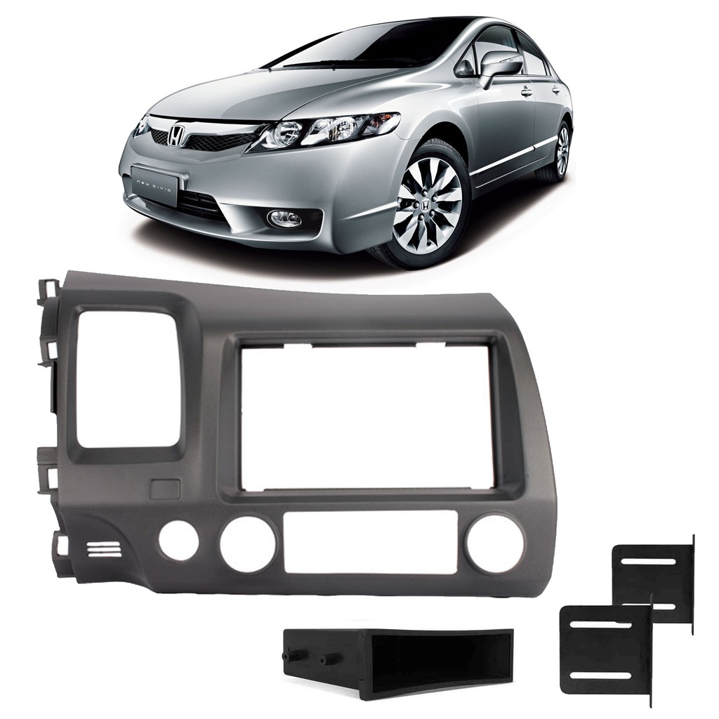 Moldura 1Din / 2Din Honda New Civic 2007 2008 2009 2010  2011 Padrão Japonês / Chinês  Cor Grafite