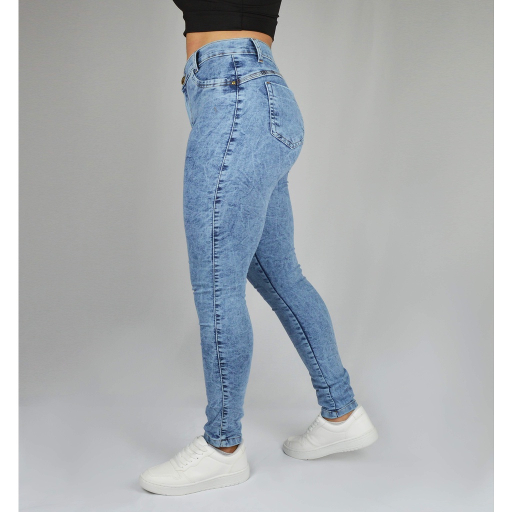 Jeans skinny azuis escuros com cintura alta, calças jeans elásticas de  cintura alta, jeans femininos, roupas femininas