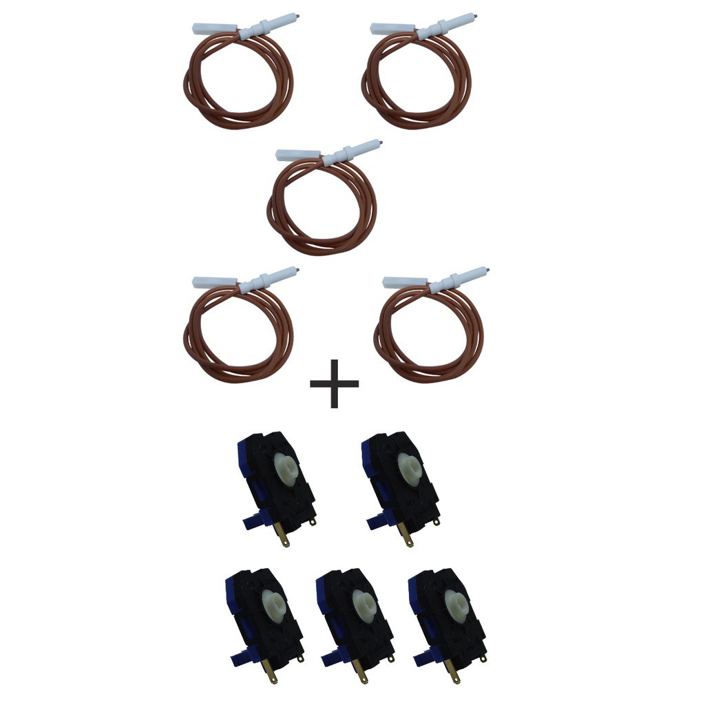 Kit Vela Eletrodo + Interruptor Rotativo Fischer Acendimento Automático Fogão Cooktop 5 Bocas 1642 Original