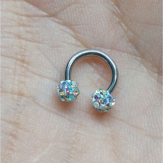 Piercing ferradura smile septo nariz cartilagem 6mm aço cirúrgico antialérgico bolinha cristal com mini strass furta cor 1 unidade