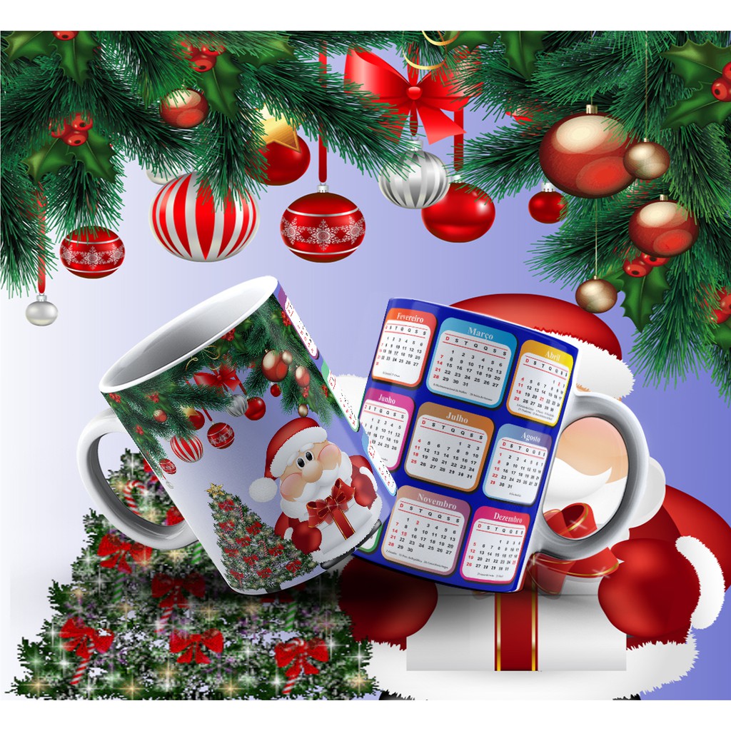 Caneca calendário Feliz Natal 65 | Shopee Brasil